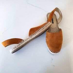 Zara Women Shoes Size US 6.5-7 EU 37 Orange Slingback Espadrilles Faux Suede